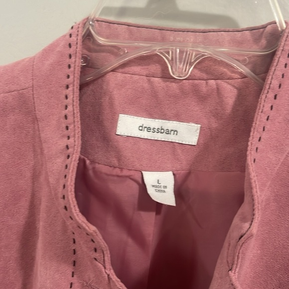 Dress Barn Sued Pastel Pink with black stitching Office Button Down Coat Blazer - Picture 3 of 7
